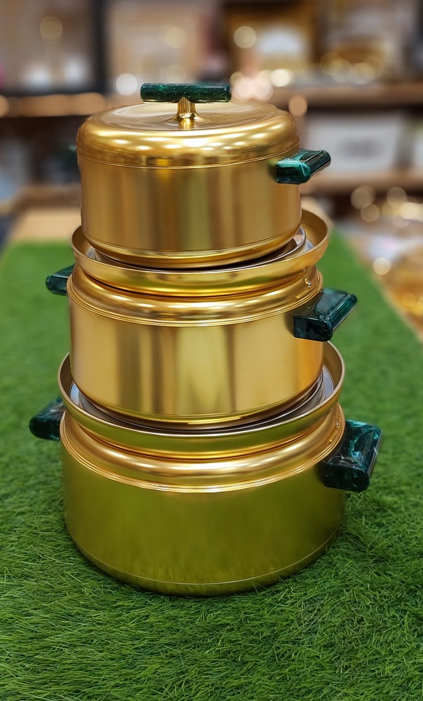 Luxury Gold Insulated Hot Pot Casserole Set (3-Piece)