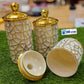 Luxury White and Gold Geo Storage Jars (Set of 3)