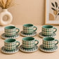 Danny Home Patterned Ceramic Cup and Saucer Set – 6 Pieces
