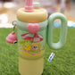 Cute Cartoon Character Insulated Sippy Tumbler with Handle and Charm