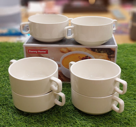 Danny Home™ 6 Pcs White Porcelain Soup Bowl Set