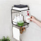 Double Layer Iron Wall Mounted Shelf For Kitchen Bathroom, Shower Shampoo Cosmetic Organizer Rack, Toilet Storage Shelves