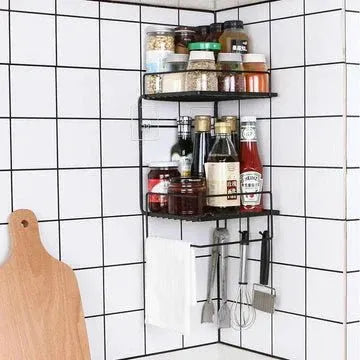 Double Layer Iron Wall Mounted Shelf For Kitchen Bathroom, Shower Shampoo Cosmetic Organizer Rack, Toilet Storage Shelves