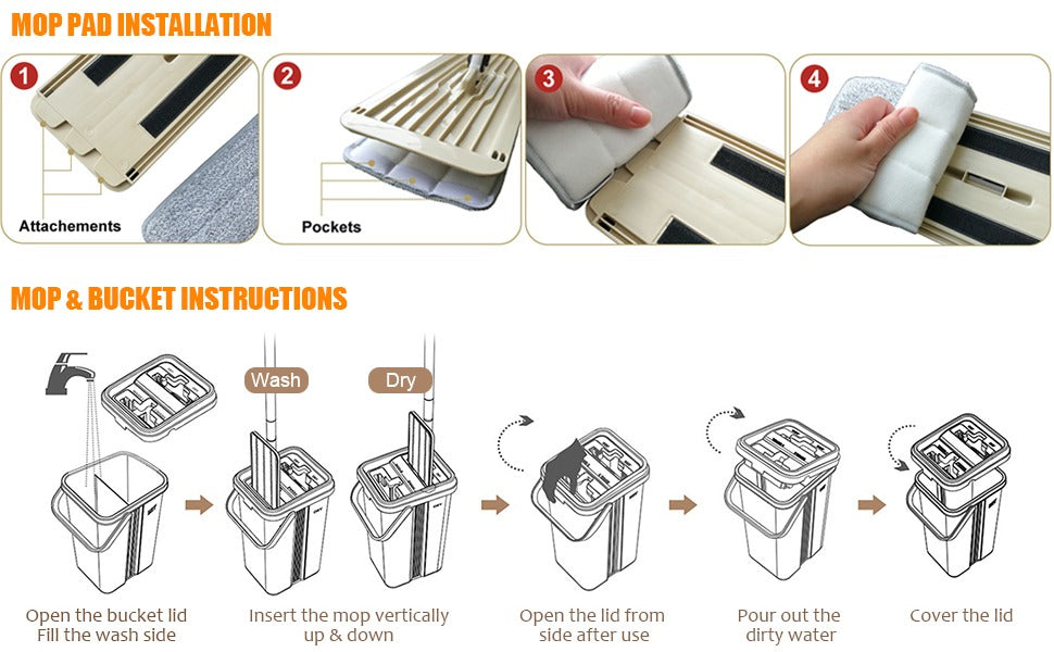 Flat Mop with Bucket 360 Degree Cleaning