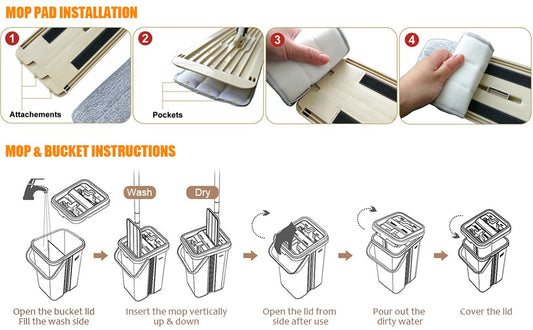 Flat Mop with Bucket 360 Degree Cleaning