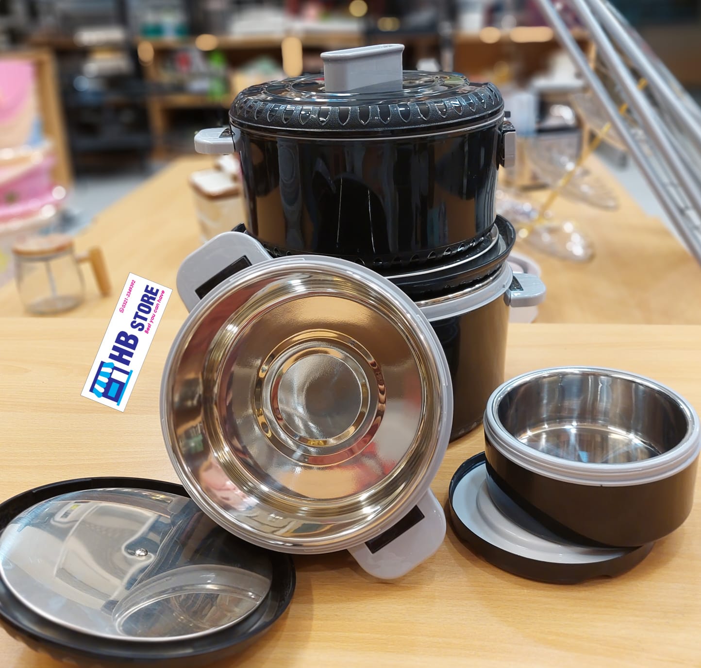 4 Piece Hot Pot Insulated Casserole Set Buffet Food Warmer Black
