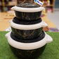 Black Marble Design Insulated Hot Pot Casserole Set (3 Pcs)