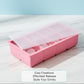 Large cube silicone ice cube trays with clear lids.