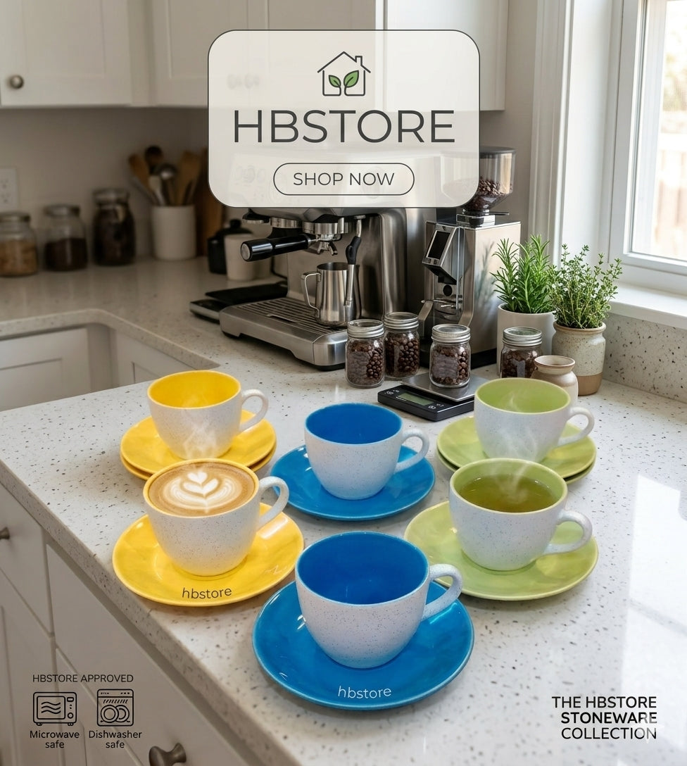 6pcs Nordic Speckled Ceramic Cup and Saucer Set –