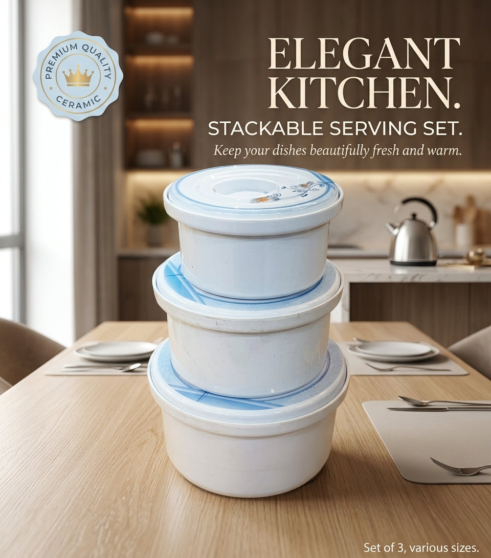 3-Piece Melamine  Hot Pot Casserole Set