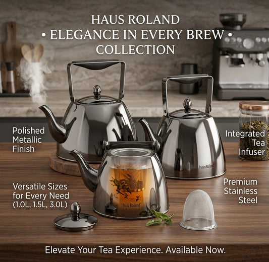 Haus Roland Stainless Steel Stovetop Tea Kettle – Glossy Black