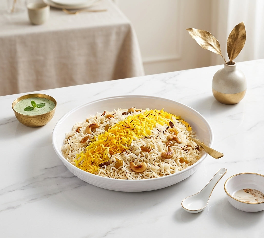 Royal Feather Double-Glazed Deep Rice Serving Tray