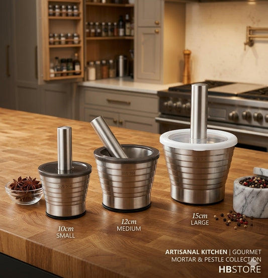 Stainless Steel Mortar and Pestle with Translucent Lid