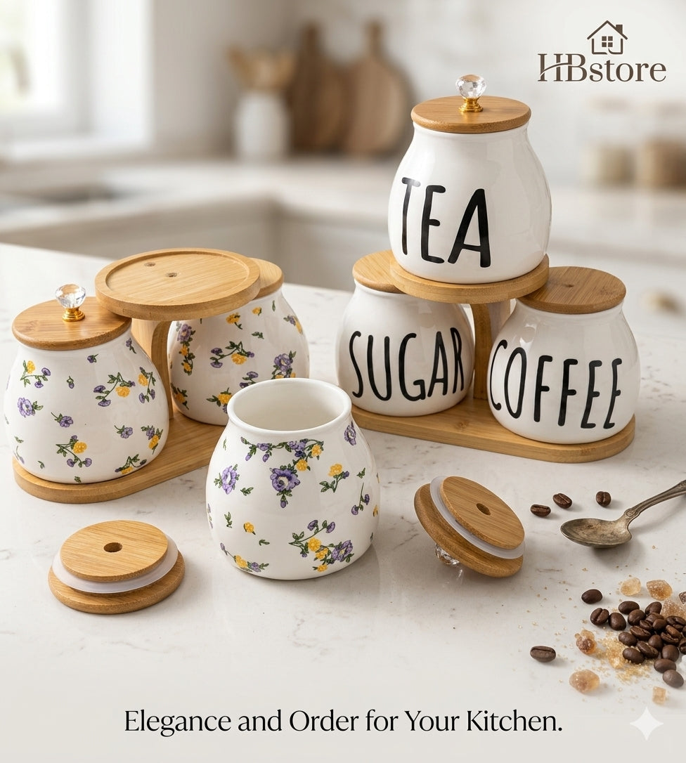 Blossom & Bamboo 3-Piece Kitchen Canister Collection