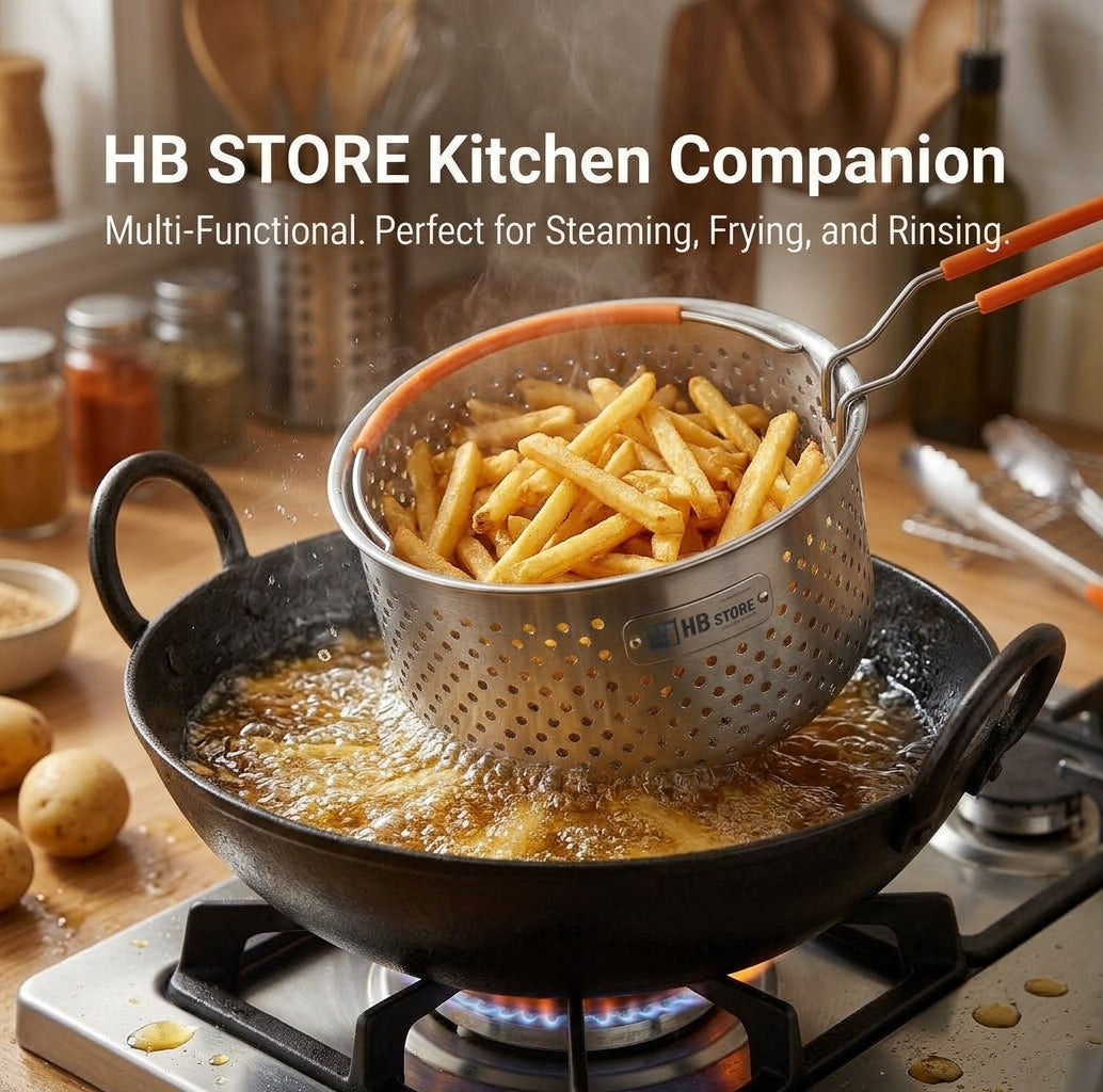3-in-1 Stainless Steel Steamer & Deep Frying Basket