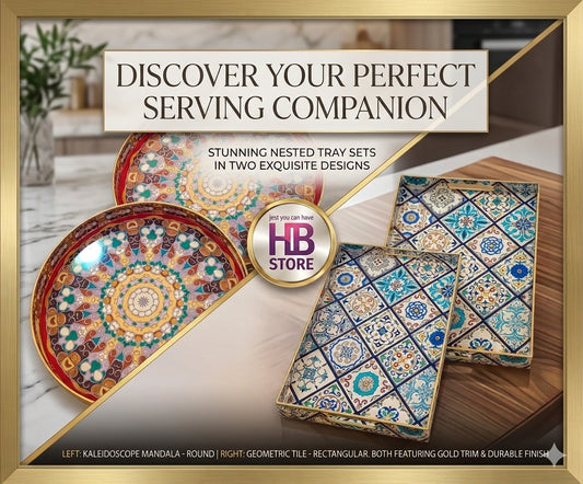 Colorful Decorative Boho Wood Trays for Coffee Table.