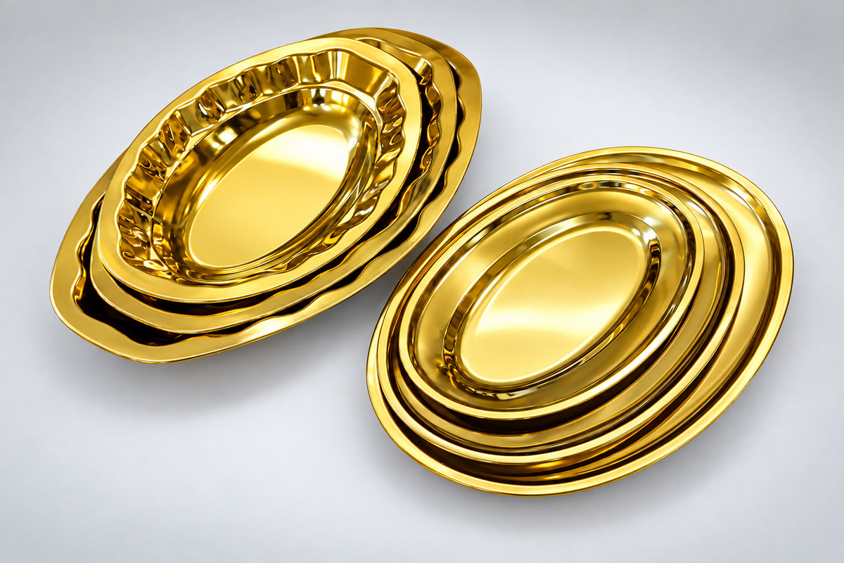 Elegant Gold Oval Serving Trays