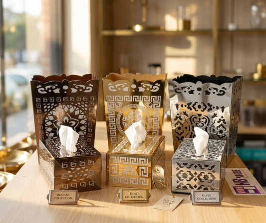Luxury Laser-Cut Acrylic Dustbin & Tissue Box Set