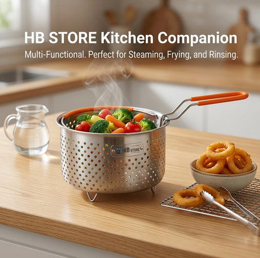 3-in-1 Stainless Steel Steamer & Deep Frying Basket