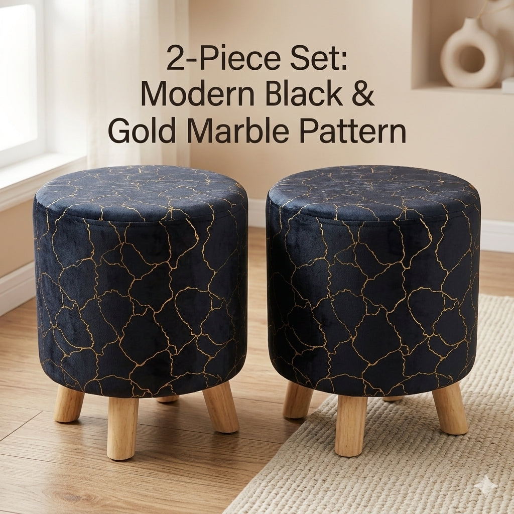 Boho Kaleidoscope Round Ottoman Stool Set