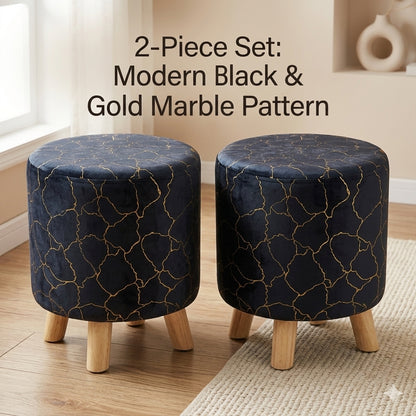 Boho Kaleidoscope Round Ottoman Stool Set