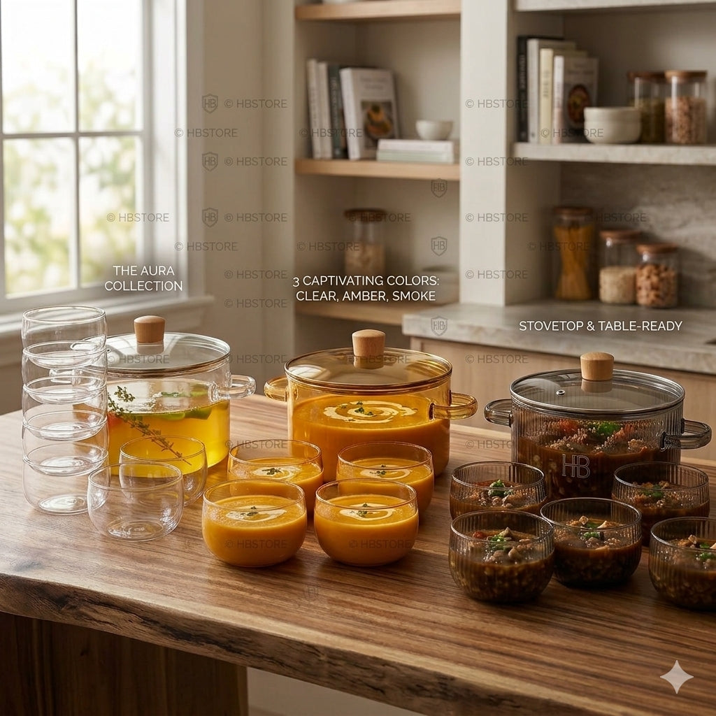 Stovetop Safe Glass Casserole Pot and Bowl Set