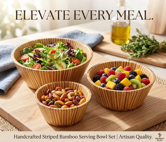Artisan Stripe Bamboo Nesting Bowls