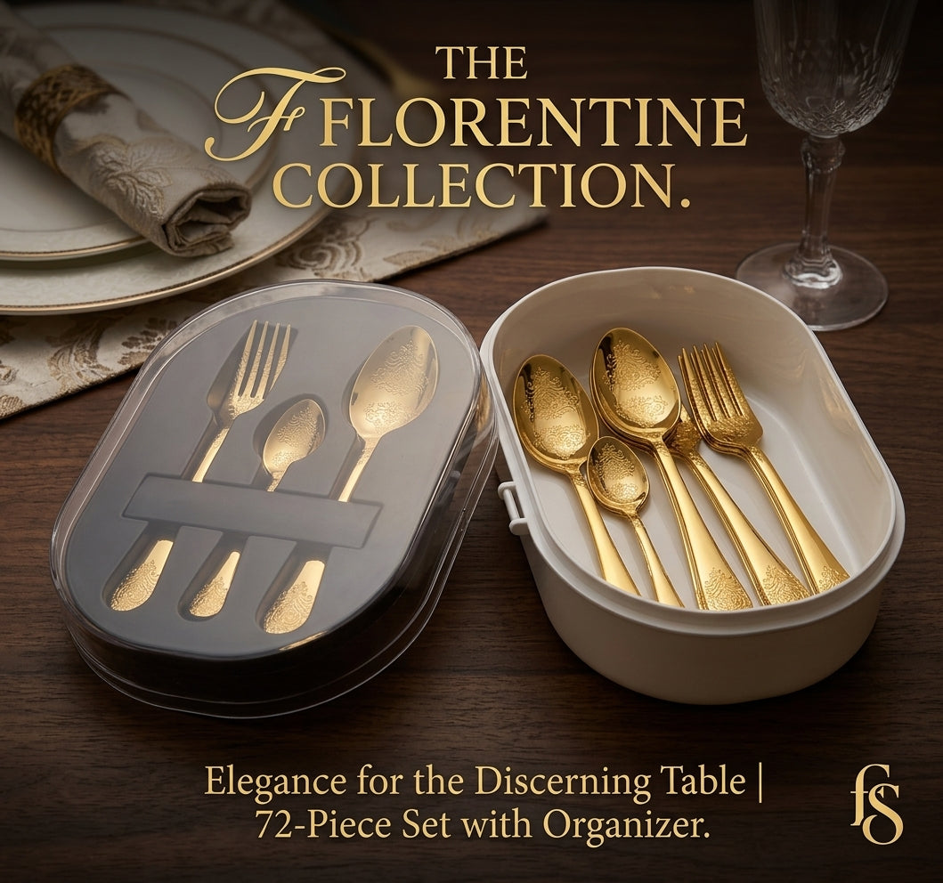 12 Person Elegance Floral Engraved Cutlery Set (72 Pieces)
