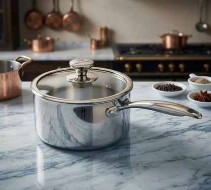 Alpha Crown Tri-Ply Stainless Steel Saucepan (With Glass Lid)