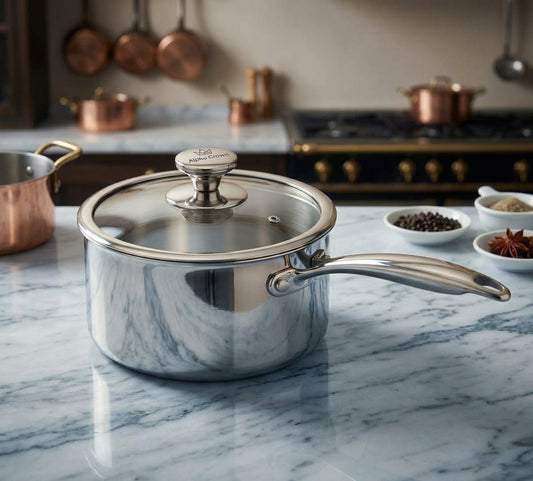 Alpha Crown Tri-Ply Stainless Steel Saucepan (With Glass Lid)