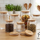 Airtight Textured Glass Storage Jar with Bamboo Lid