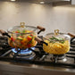 Heritage Transparent Glass Cooking Pot with Wooden Handles