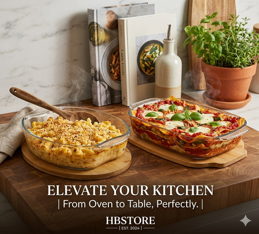 Heat-Resistant Glass Baking Dish with Bamboo Tray