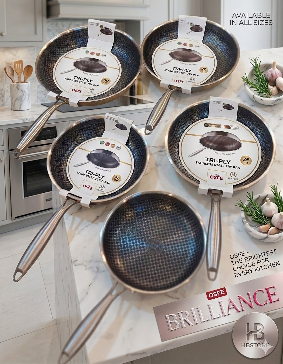 DSFE Tri-Ply Stainless Steel Laser-Crafted Honeycomb Fry Pan