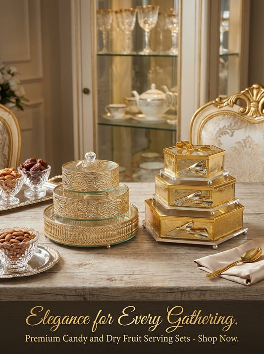 Luxury 3-Piece Gold Lace & Geometric Candy Box Set