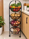 4-Tier Metal Wire Mesh Vegetable & Fruit Basket Trolley