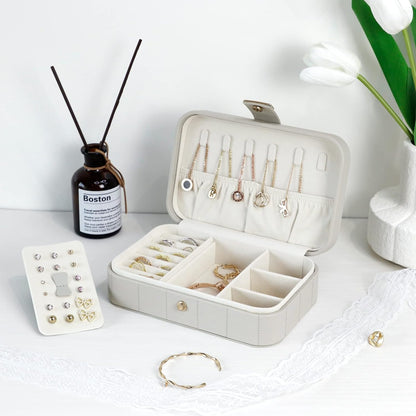 Travel Diamond Quilted Jewelry Case Storage for Ring Earrings Necklace