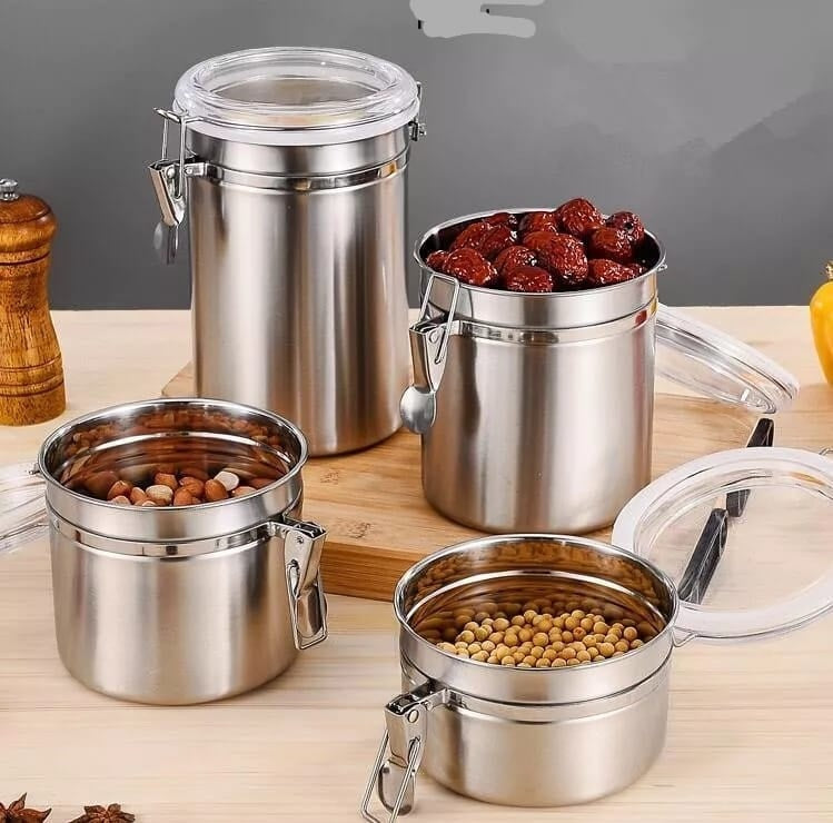 4pcs Steel Airtight Jar Set