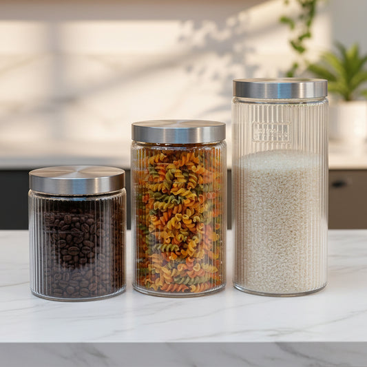 Delisoga Ribbed Glass Food Container Set