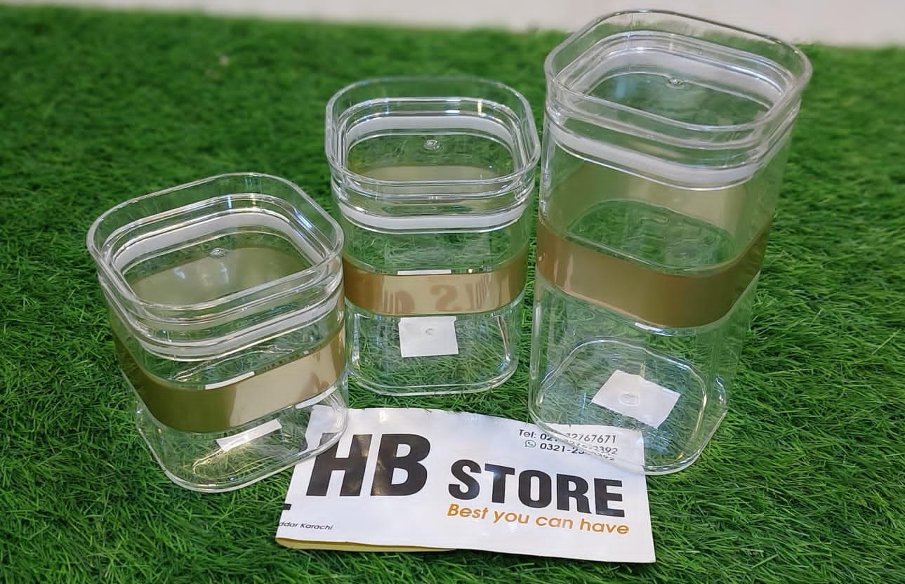 3Pcs Acrylic Golden Line Jar set