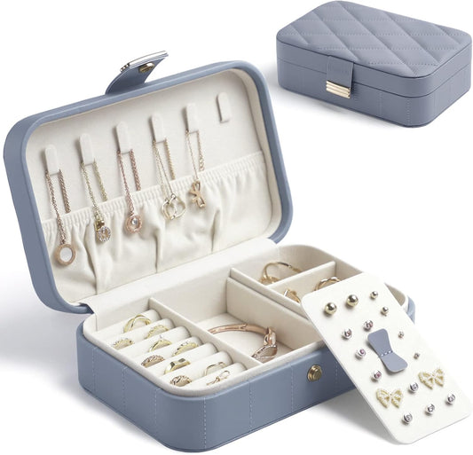 Travel Diamond Quilted Jewelry Case Storage for Ring Earrings Necklace