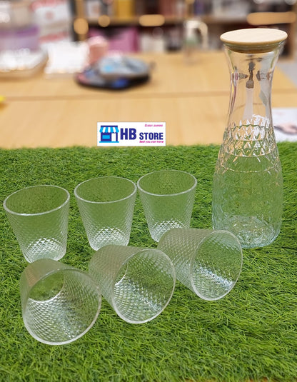 Elegant Vintage-Style Juice Jug and Pedestal Glasses