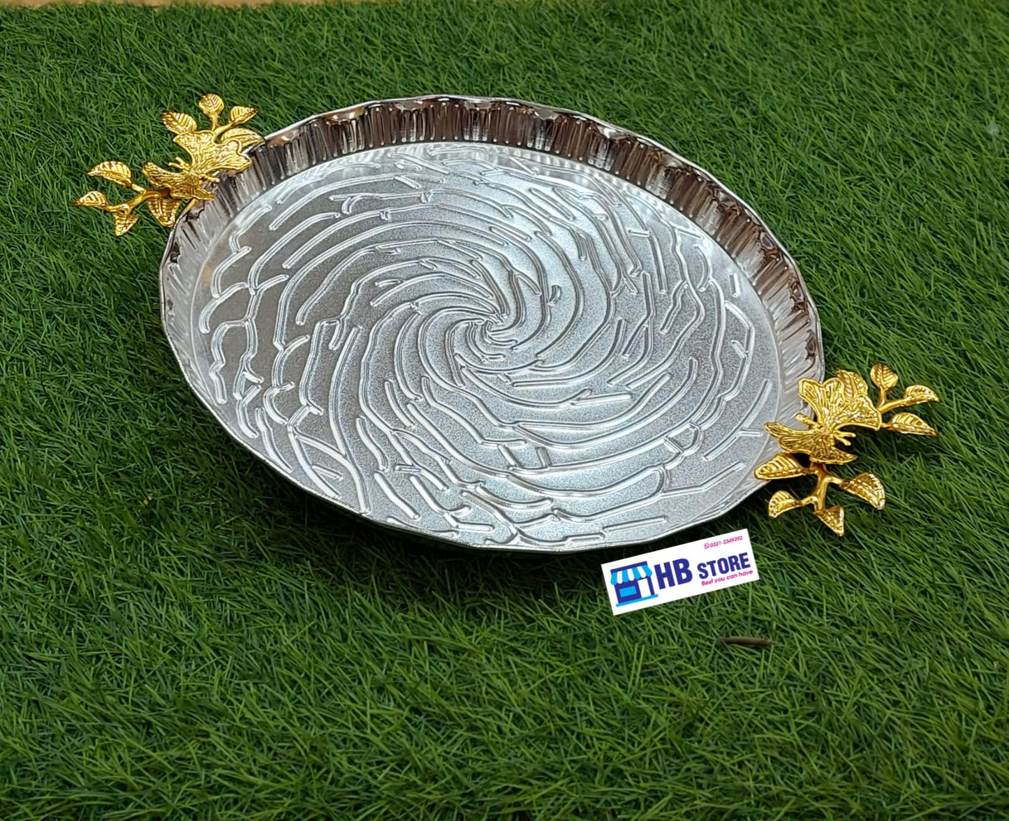 Floral Decorative Dish Gold & Silver Accent Serving Dish