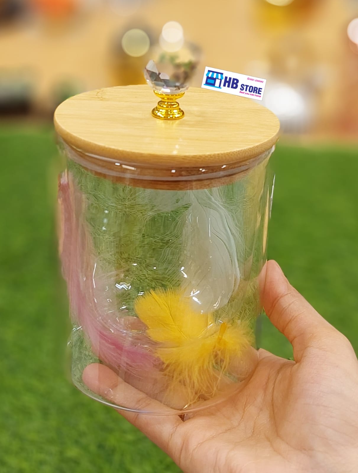 Elegant Feather Design Double Wall Jars