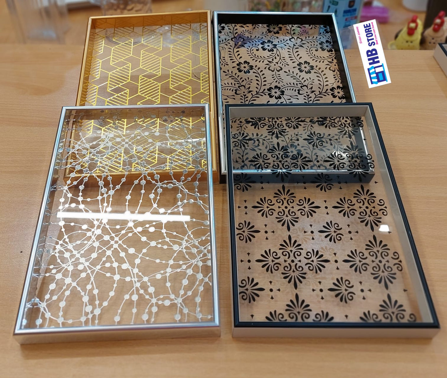 Customizable Arabic-Style Acrylic Tray – Trio of Sizes, Quartet of Colors