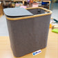 Modern Bamboo Laundry Hamper with Lid and Inner Pocket, Foldable Large Capacity Dirty Clothes Basket