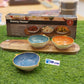 Danny Home 4-Piece Acacia Wood Serving Boards with Colorful Ceramic Dipping Bowls