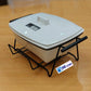 Set of 2 Ceramic Casserole Dishes with Metal Serving Stands