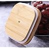 Glass Storage Jars canister with Decorative wooden lids with golden butterfly toppers and wooden tray, Set of 2-500ml