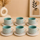 Danny Home Patterned Ceramic Cup and Saucer Set – 6 Pieces